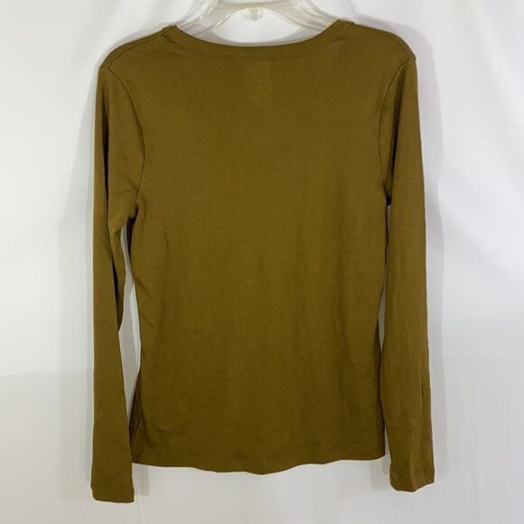 A New Day Long Sleeve V Neck Olive Green Basic Tee - Picture 6 of 6